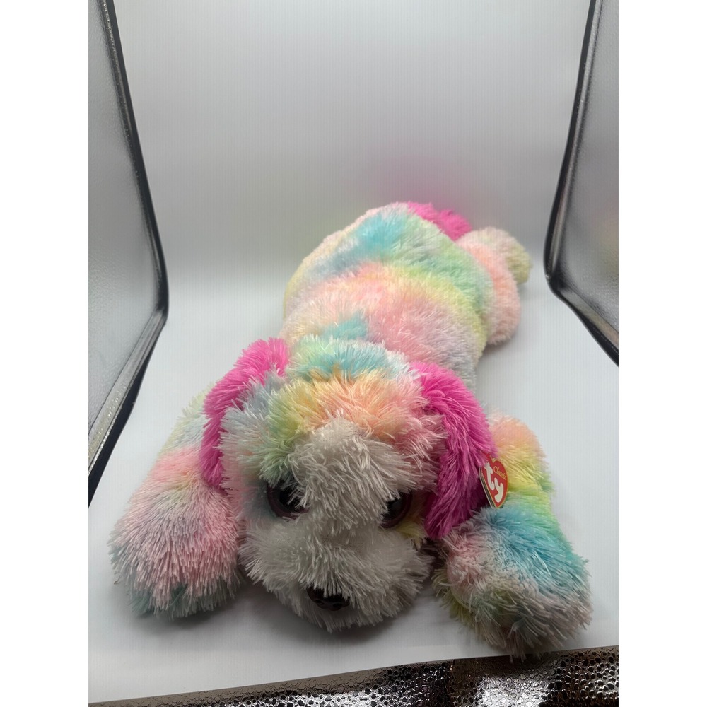 Ty Classic Yodels 15" Dog Plush Rainbow Pastel Tie Dye Puppy Stuffed Animal